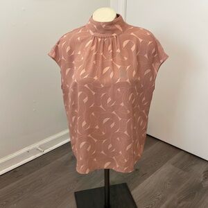 Worthington Mock Neck Geometric Print Sleeveless Top